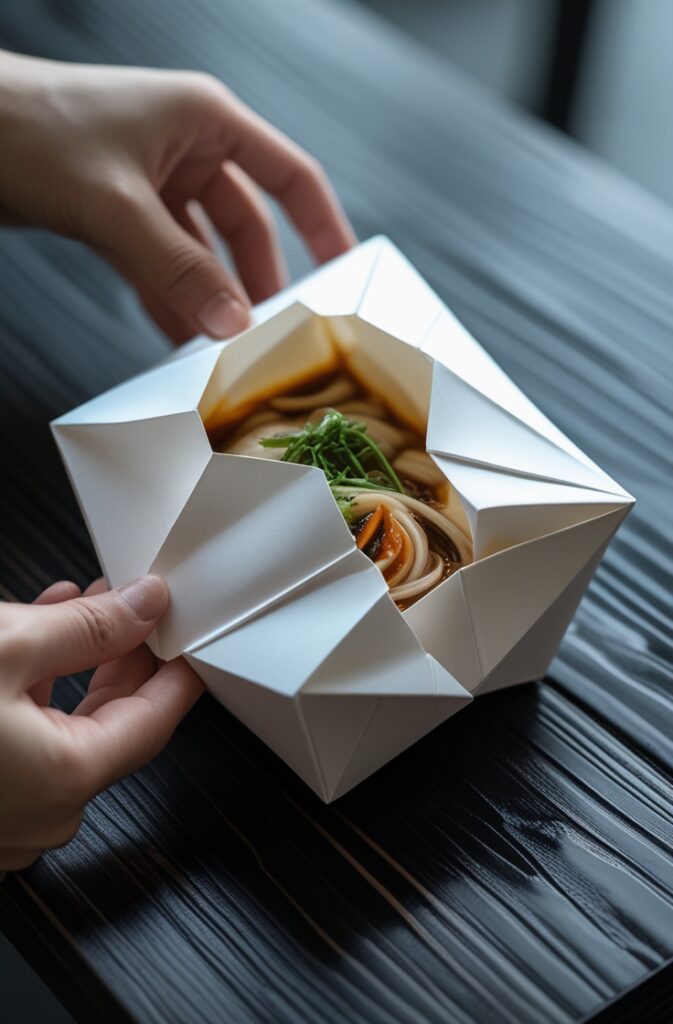 Origami-Inspired Foldable Takeaway Boxes