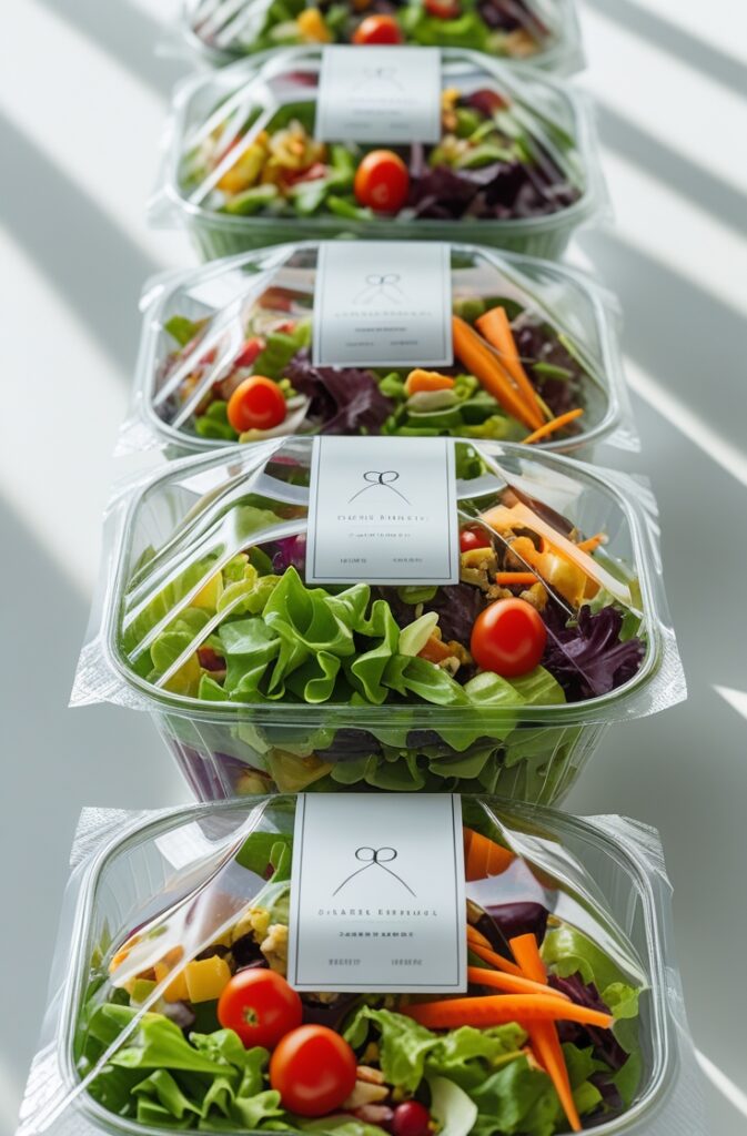 Transparent Salad Containers with Custom Labels